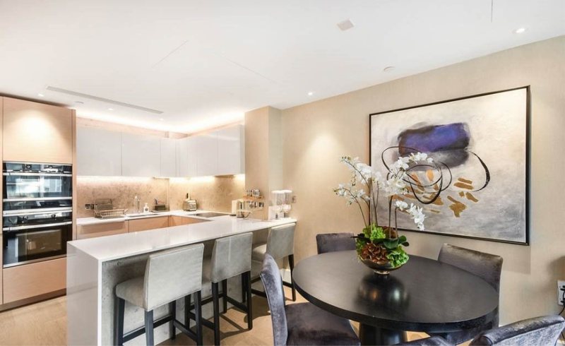 Kitchen island and dining area