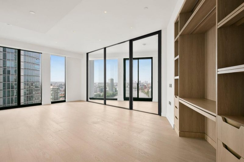 Living area with floor-to-ceiling windows