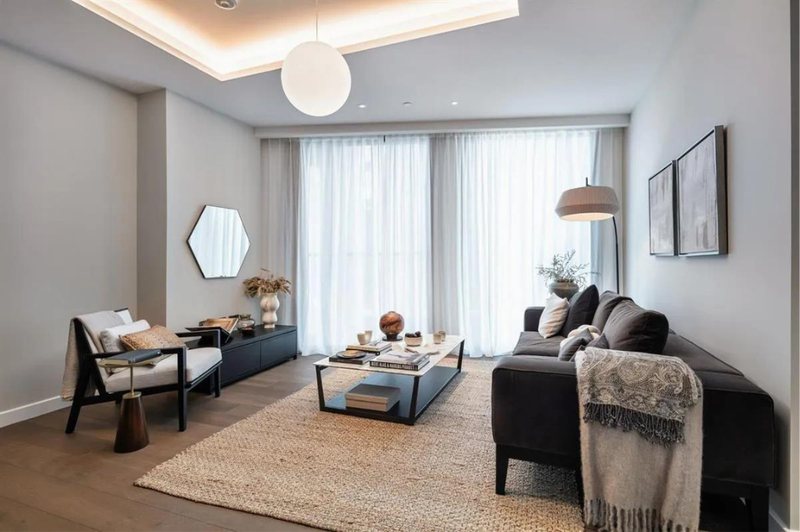 Living room with sheer curtains