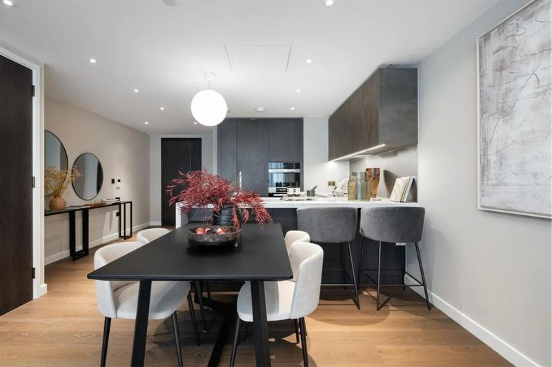 Dining table and kitchen