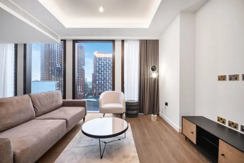 Living room with city view