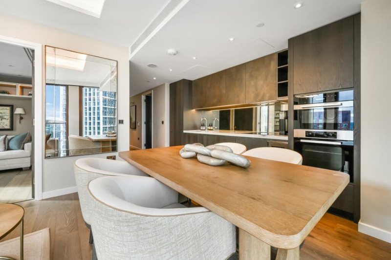 Dining table and kitchen