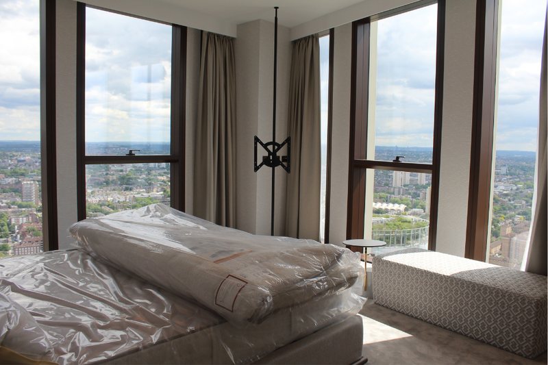 Bedroom with city views