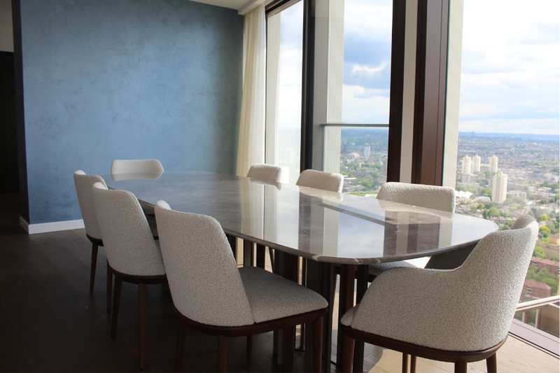 Dining table with city views