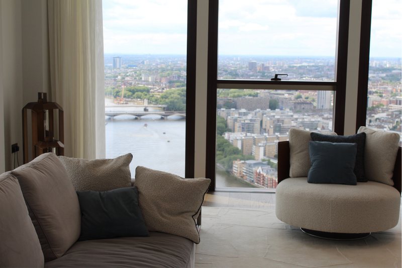 Seating with views along the Thames