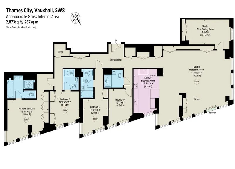 Floorplan: Thames City, SW8, approx. 2,873 sq ft