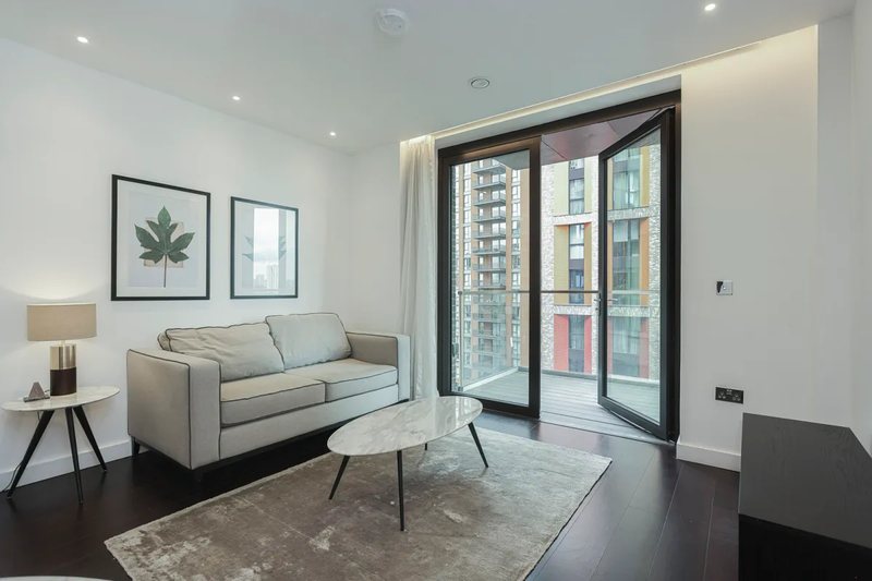 Living area with balcony doors