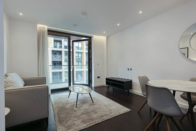 Dining area by the balcony doors