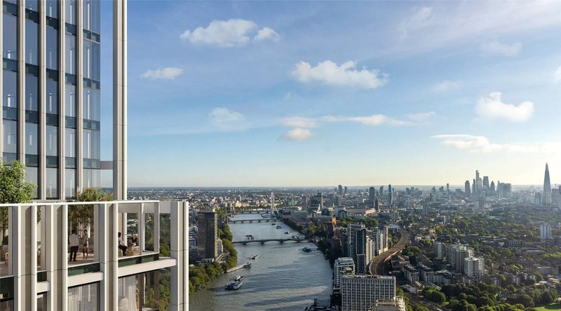 Residential tower terraces overlooking the Thames